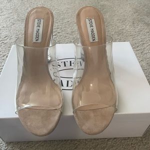 Steve Madden Clear Classify Block Chunky Mules/Heels
